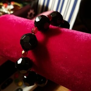 Black & Red 8" Bracelet Stretched